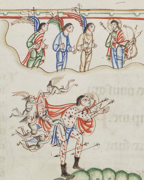 Eadwine_Psalter_f_66r_detail_of_Christ_and_demons_attacking_psalmist