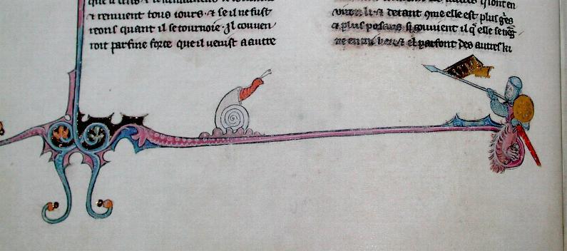 KnightjoustingwithsnailBrunettoLatinoLiLivresdouTresorStPetersburgManuscriptfol30v-1